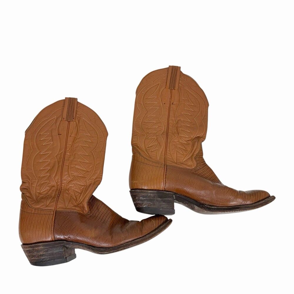 Vintage Hondo Mens 7D Western Cowboy Boots Brown Womens 8.5 Made In Mexico